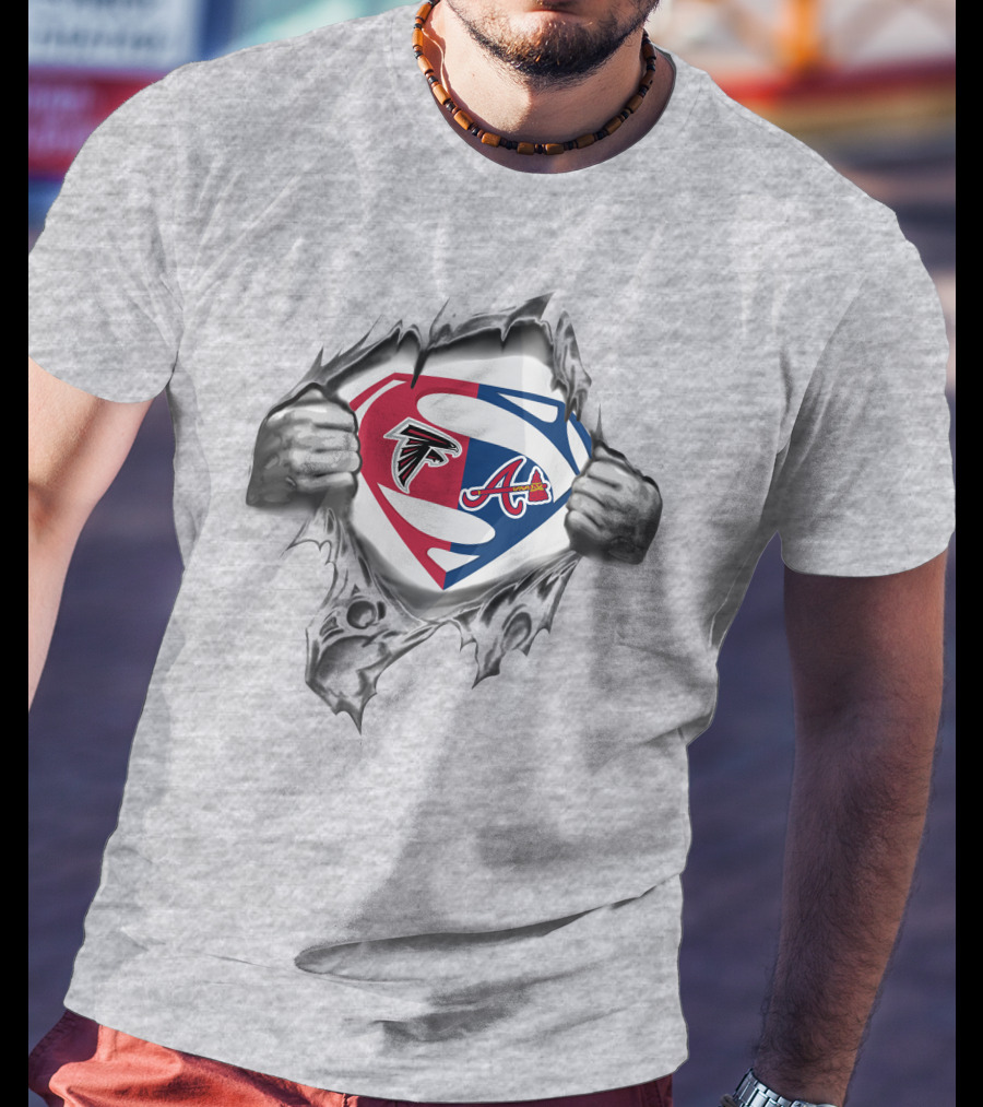 Atlanta Falcons Braves Superman Logo Fusion T-Shirt