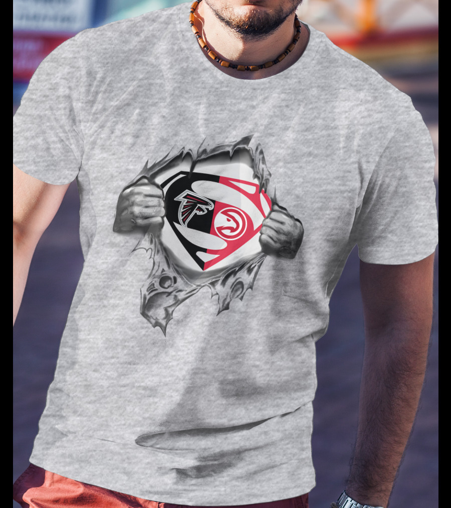 Atlanta Falcons Hawks Superman Logo Mashup T-Shirt