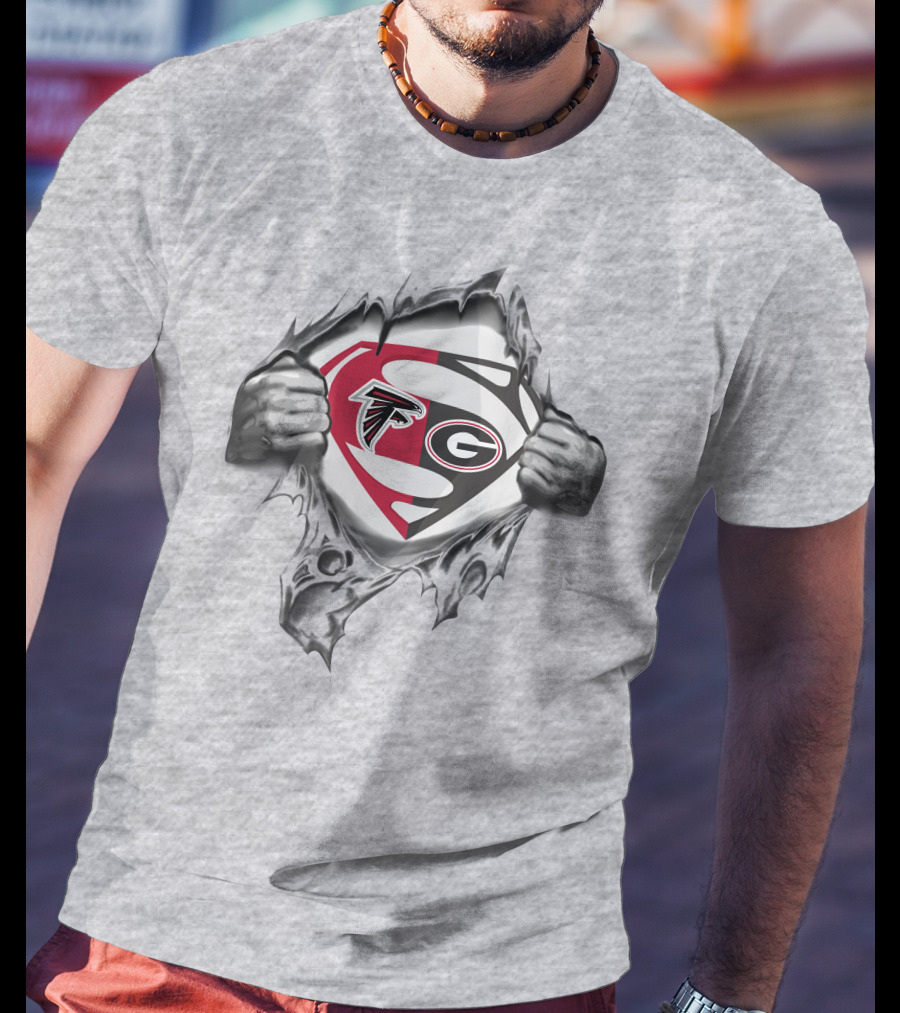 Falcons Georgia Bulldogs Superman Logo Fusion T-Shirt