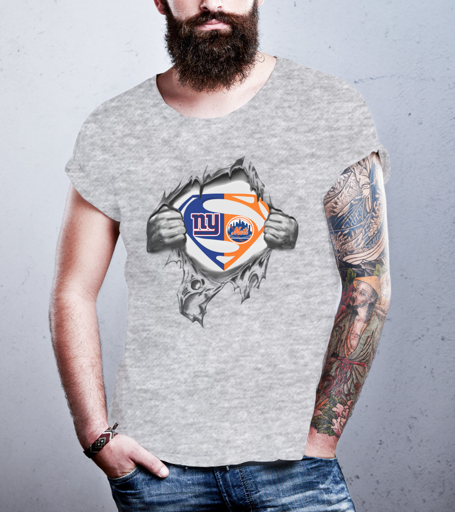 Giants New York Mets Superman Logo Mashup T-Shirt