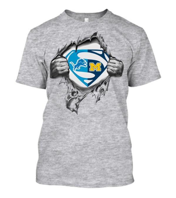 Lions Michigan Wolverines Superman Logo Combo T-Shirt