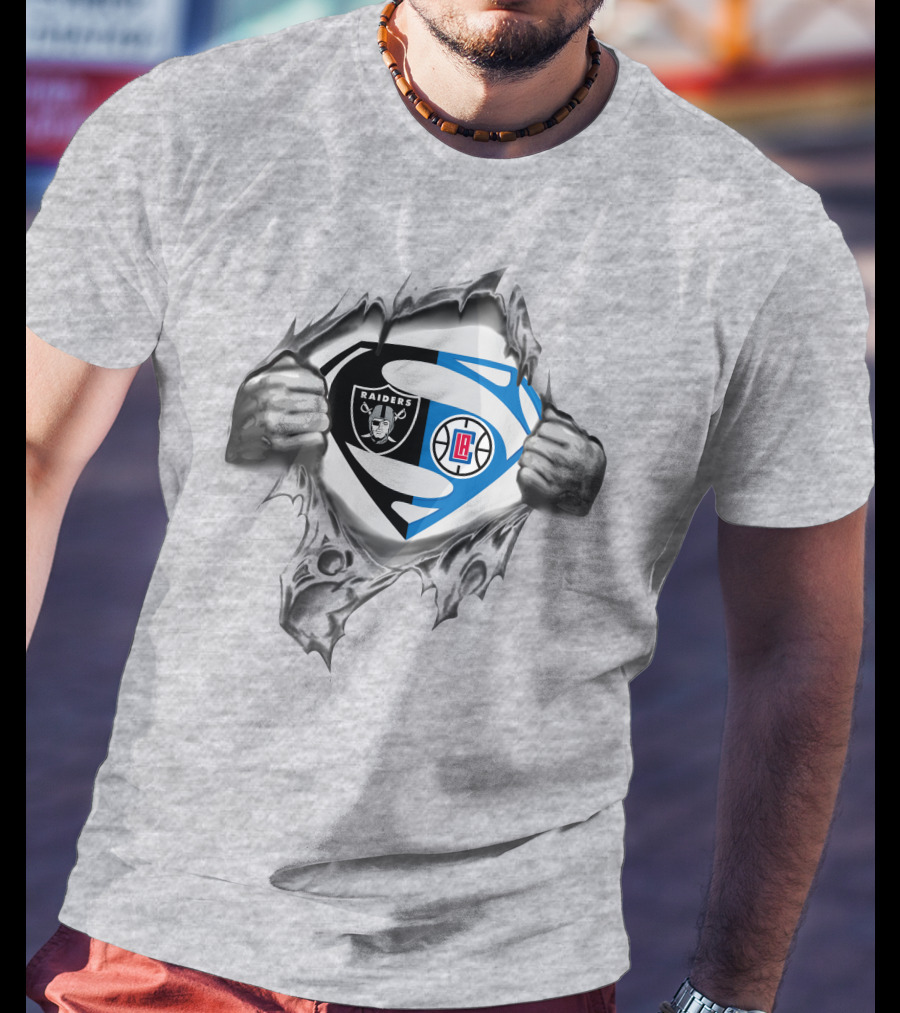 Raiders La Clippers Superman Logo Fusion T-Shirt