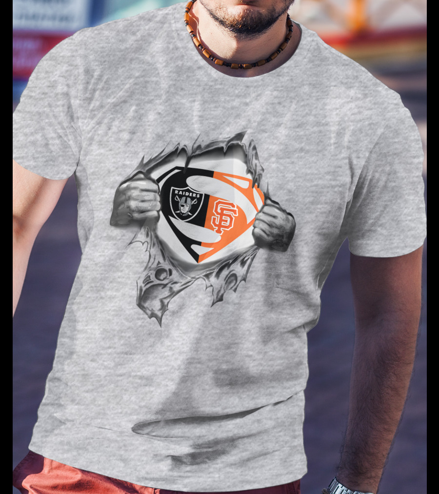 Raiders San Francisco Giants Superman Logo Rip T-Shirt
