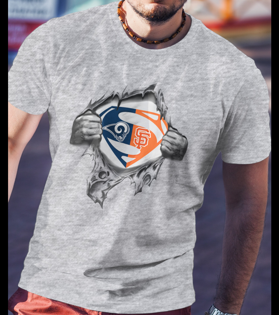 Rams San Francisco Giants Superman Logo Fusion T-Shirt