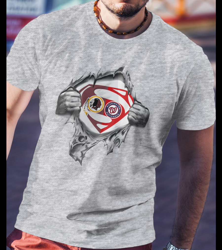 Washington Redskins Nationals Superman Logo Fusion T-Shirt