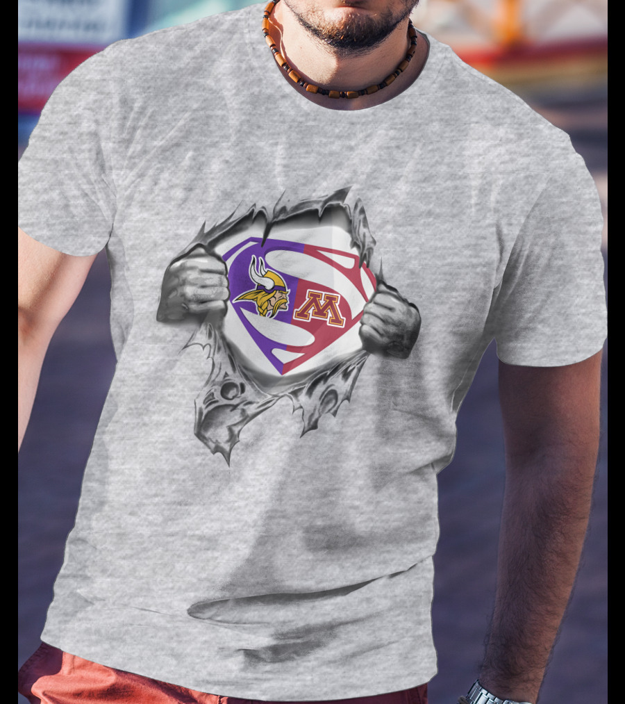 Minnesota Vikings Golden Gophers Superman Logo Shield T-Shirt