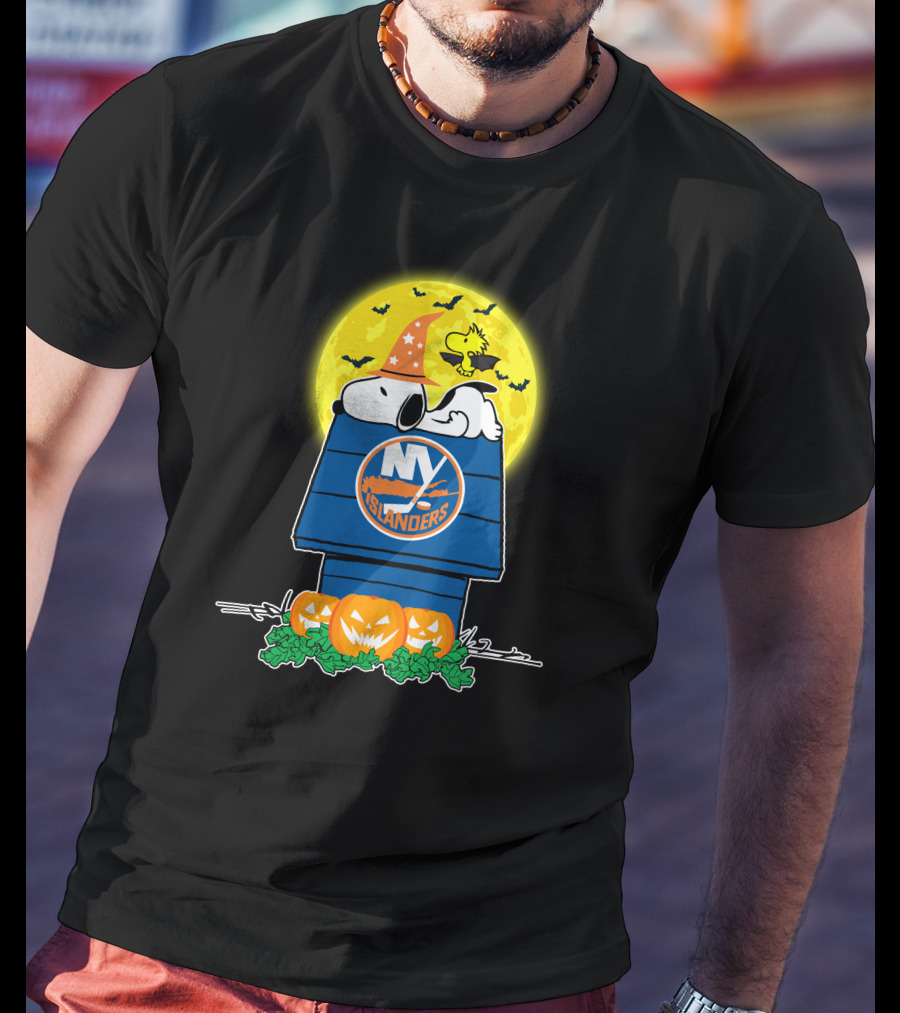 New York Islanders Snoopy Halloween Full Moon Pumpkins Wizards T-Shirt