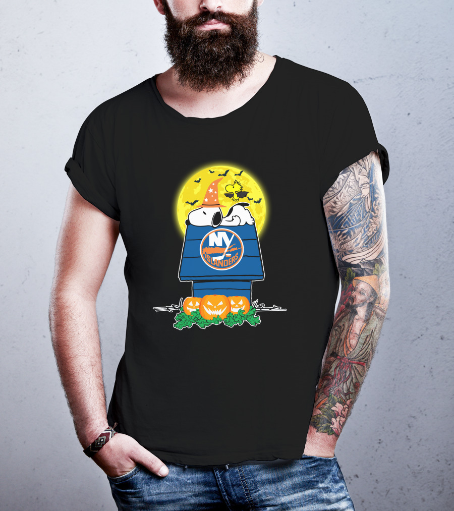 New York Islanders Snoopy Halloween Full Moon Pumpkins Wizards T-Shirt