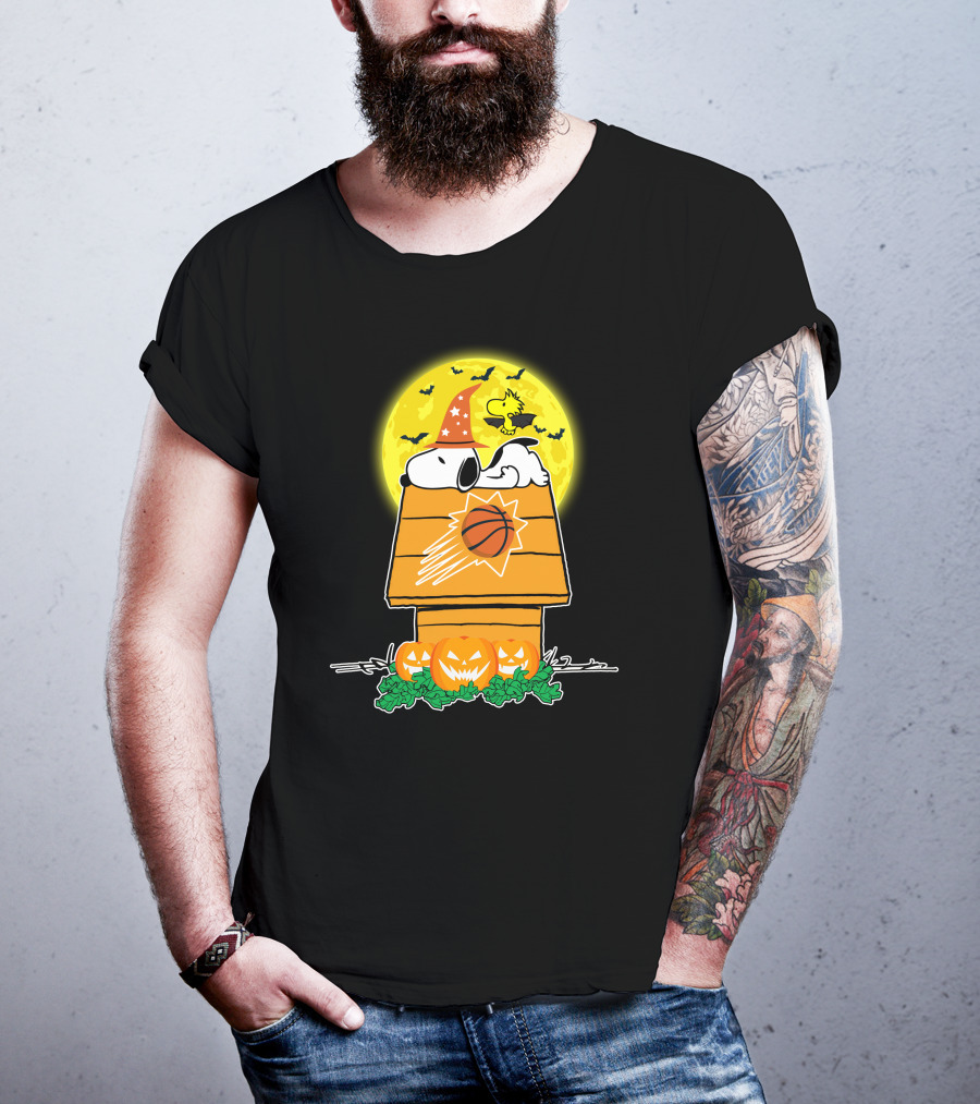 Phoenix Suns Halloween Snoopy Woodstock Pumpkin Moon T-Shirt