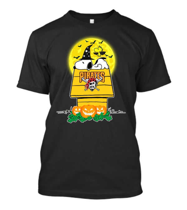 Pittsburgh Pirates Snoopy Halloween Jack-O'-Lanterns Peanuts Moon Bats T-Shirt