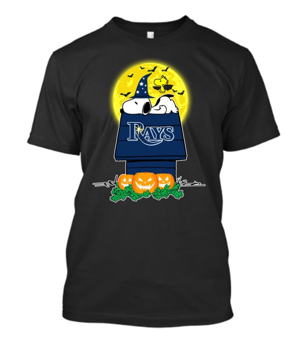 Tampa Bay Rays Snoopy Halloween Moon Pumpkins Woodstocks T-Shirt