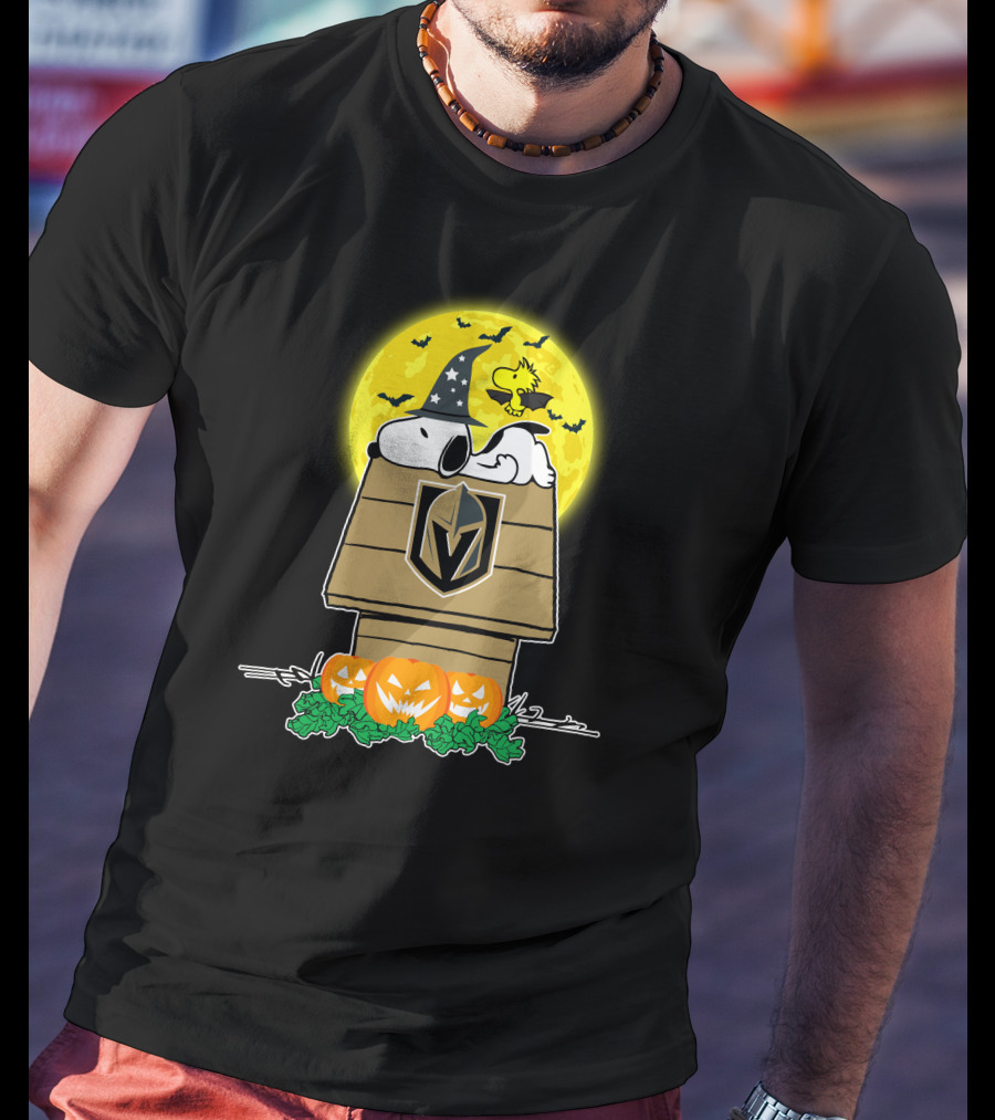 Vegas Golden Knights Halloween Snoopy And Woodstock Pumpkin House T-Shirt