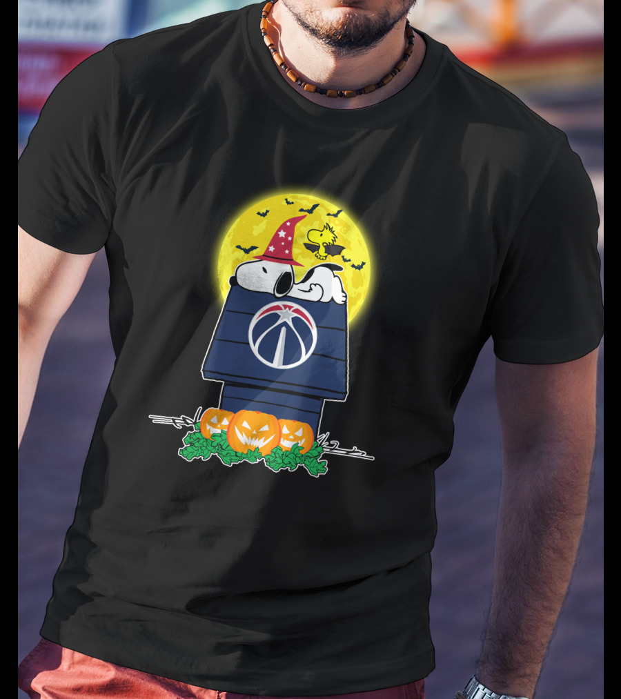 Washington Wizards Snoopy Halloween Woodstock Wizards Moon Pumpkins T-Shirt