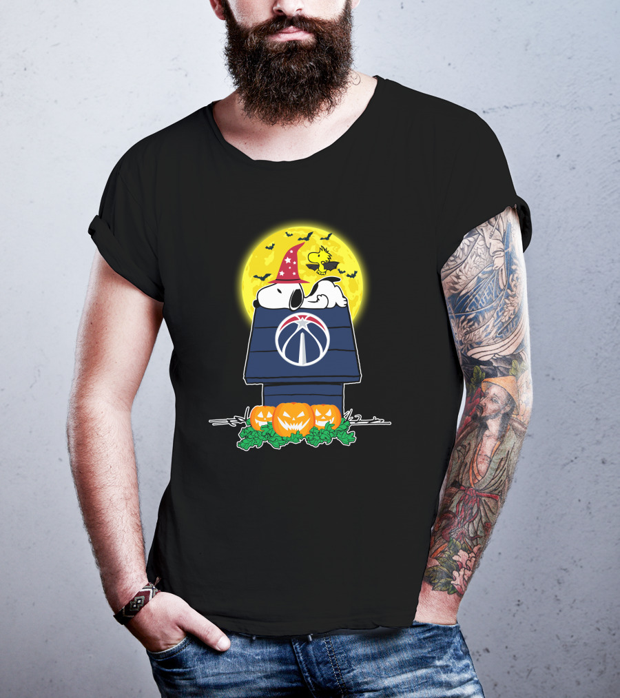 Washington Wizards Snoopy Halloween Woodstock Wizards Moon Pumpkins T-Shirt