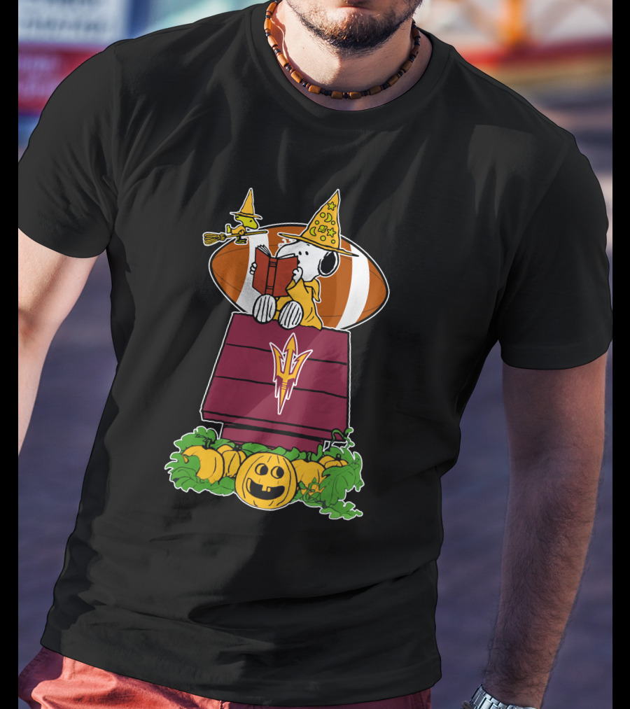 Arizona State Sun Devils Snoopy Halloween Football Charlie Brown Pumpkin T-Shirt