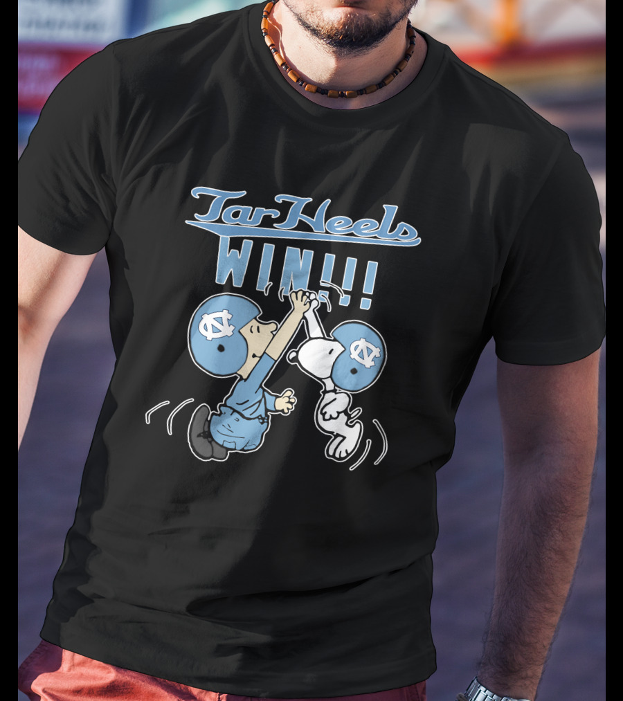 Tar Heels Win Unc Victory With Iconic Nc Blue Helmets Peanuts Characters Celebration T-Shirt