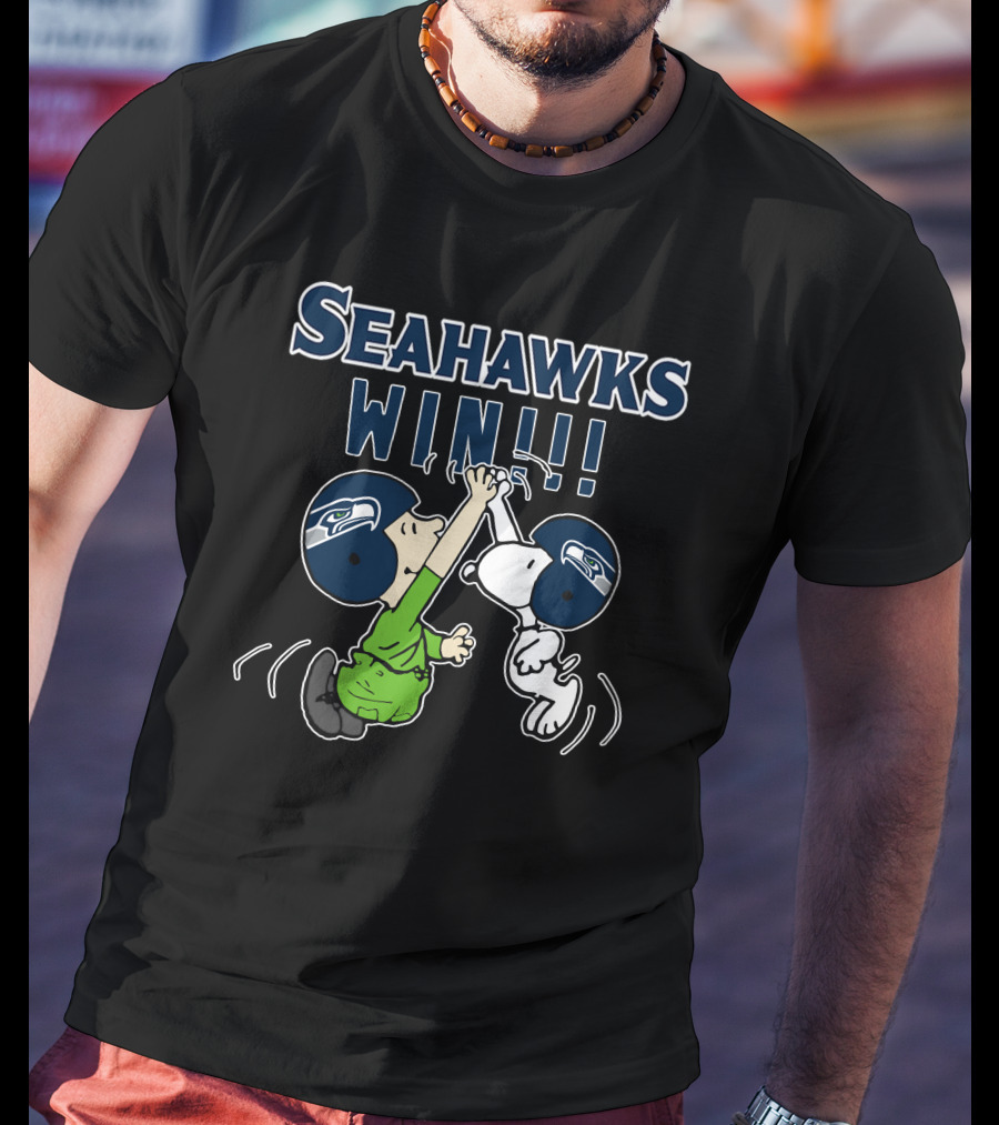 Seahawks Win Victory Celebration With Peanuts Characters T-Shirt