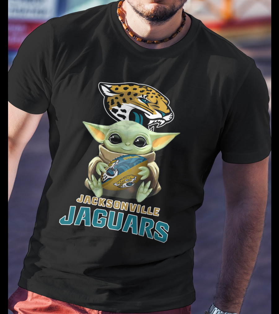 Jacksonville Jaguars Baby Yoda Holding Football With Team T-Shirt