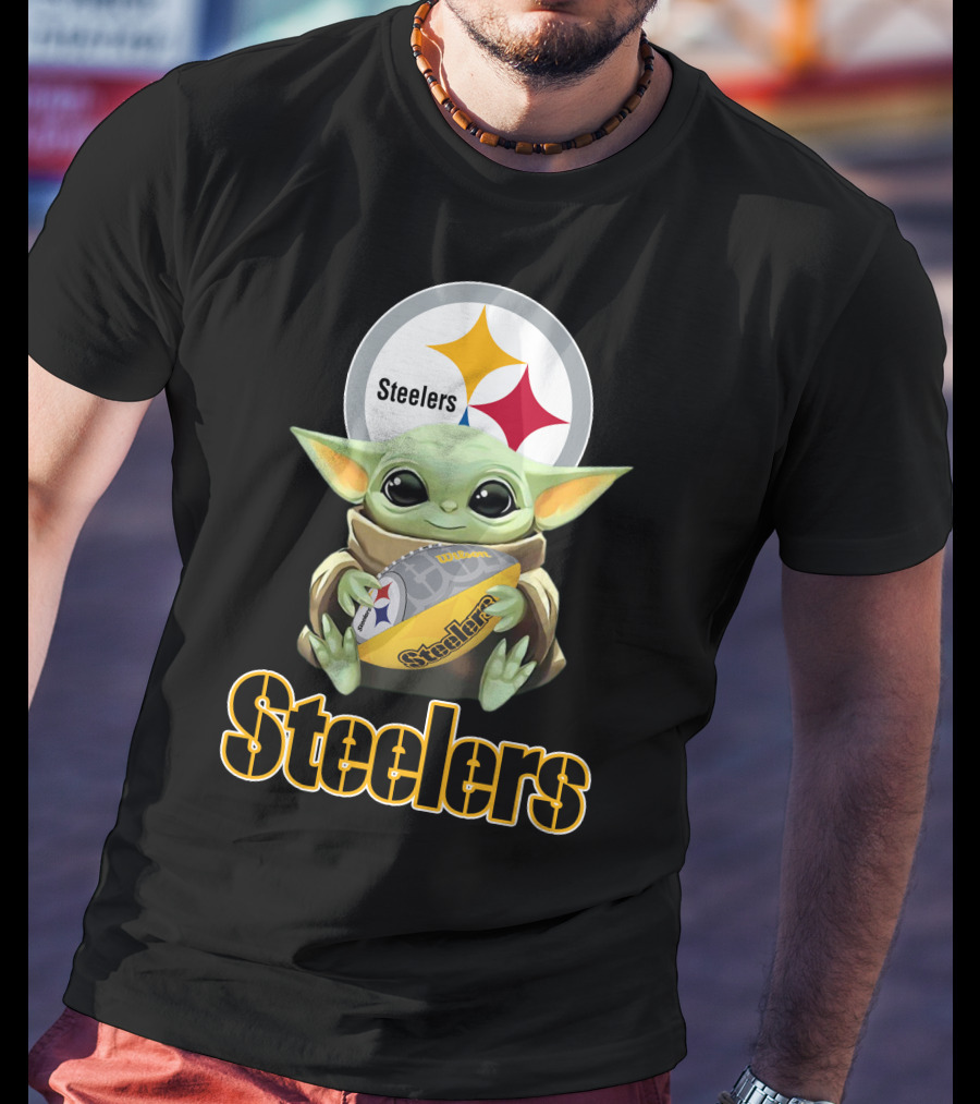 Steelers Baby Yoda Football Fan T-Shirt