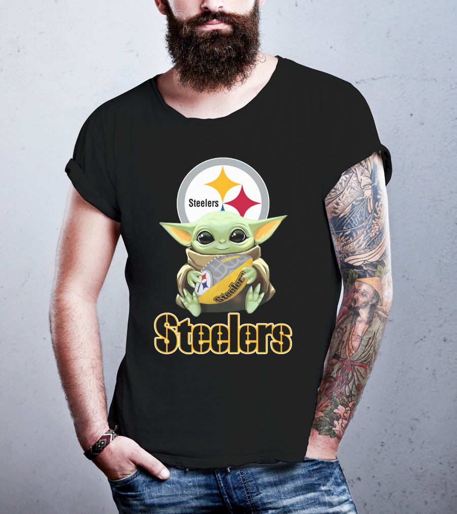 Steelers Baby Yoda Football Fan T-Shirt