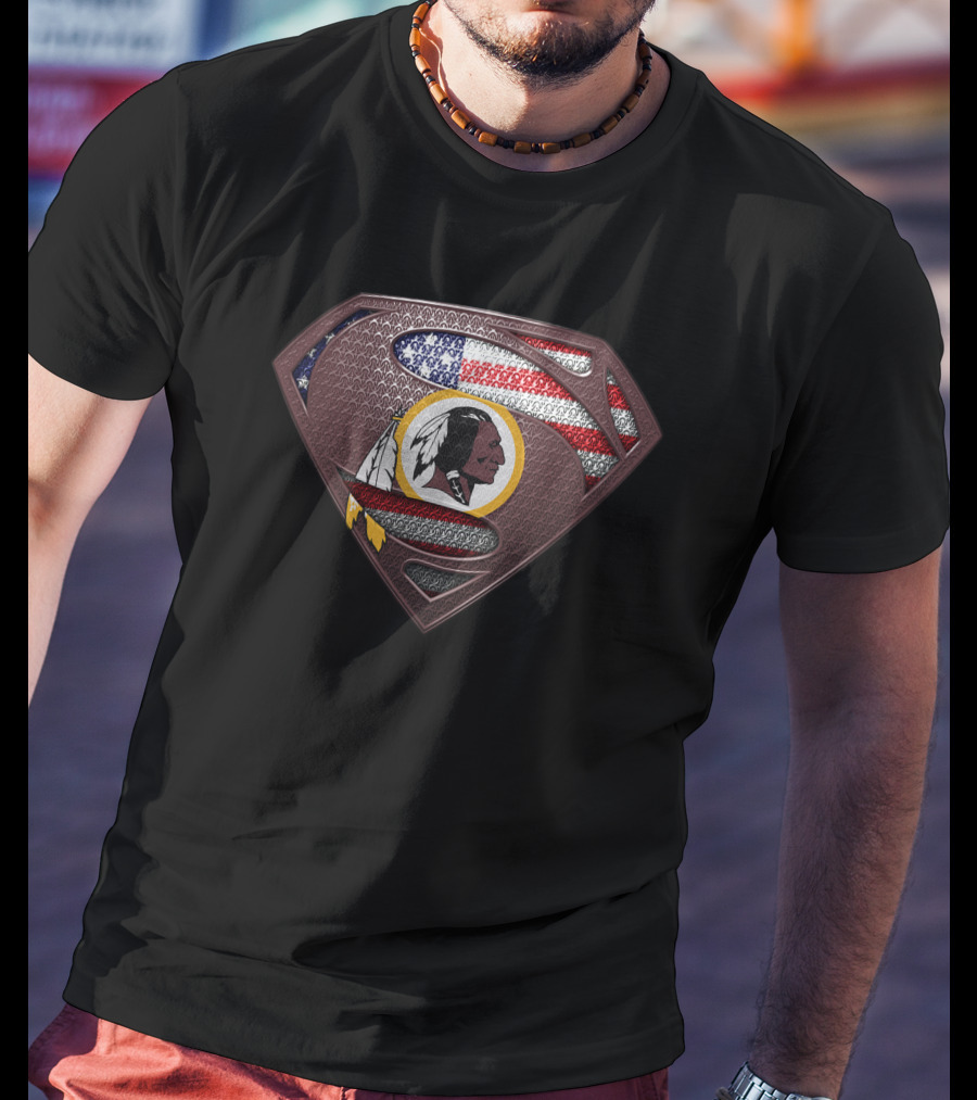 Washington Redskins Superman American Flag T-Shirt