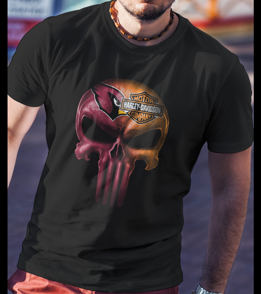 Arizona Cardinals Skull Harley Davidson T-Shirt
