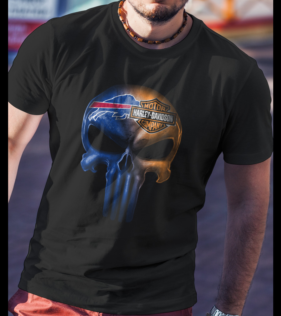 Buffalo Bills Skull Harley Davidson T-Shirt