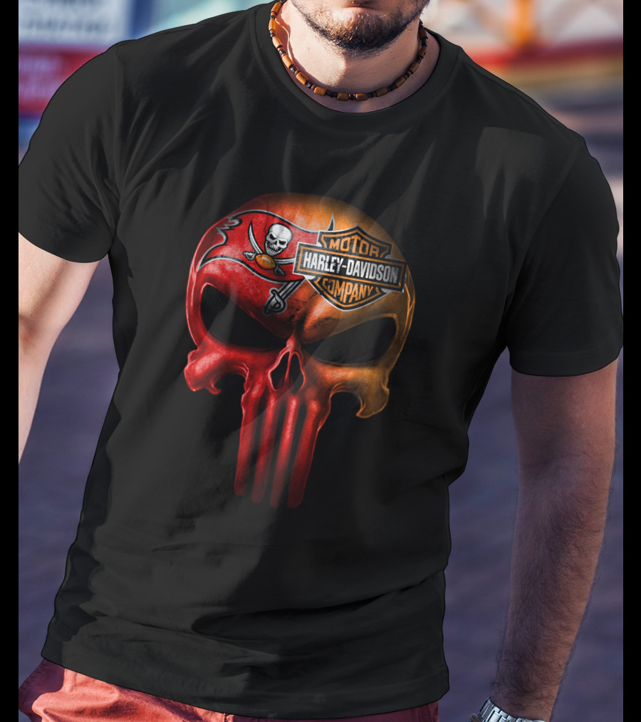 Tampa Bay Buccaneers Skull Harley Davidson T-Shirt