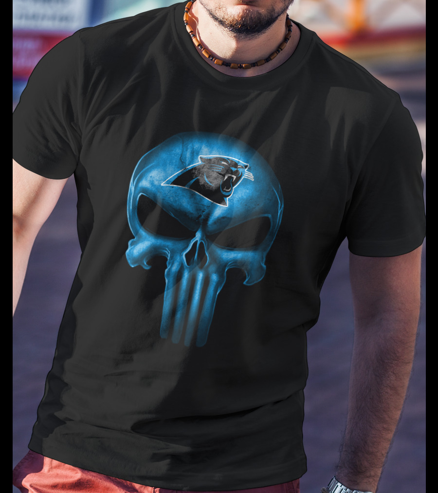 Carolina Panthers Skull Punisher Logo T-Shirt