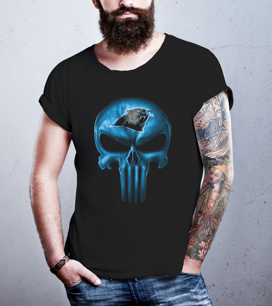 Carolina Panthers Skull Punisher Logo T-Shirt