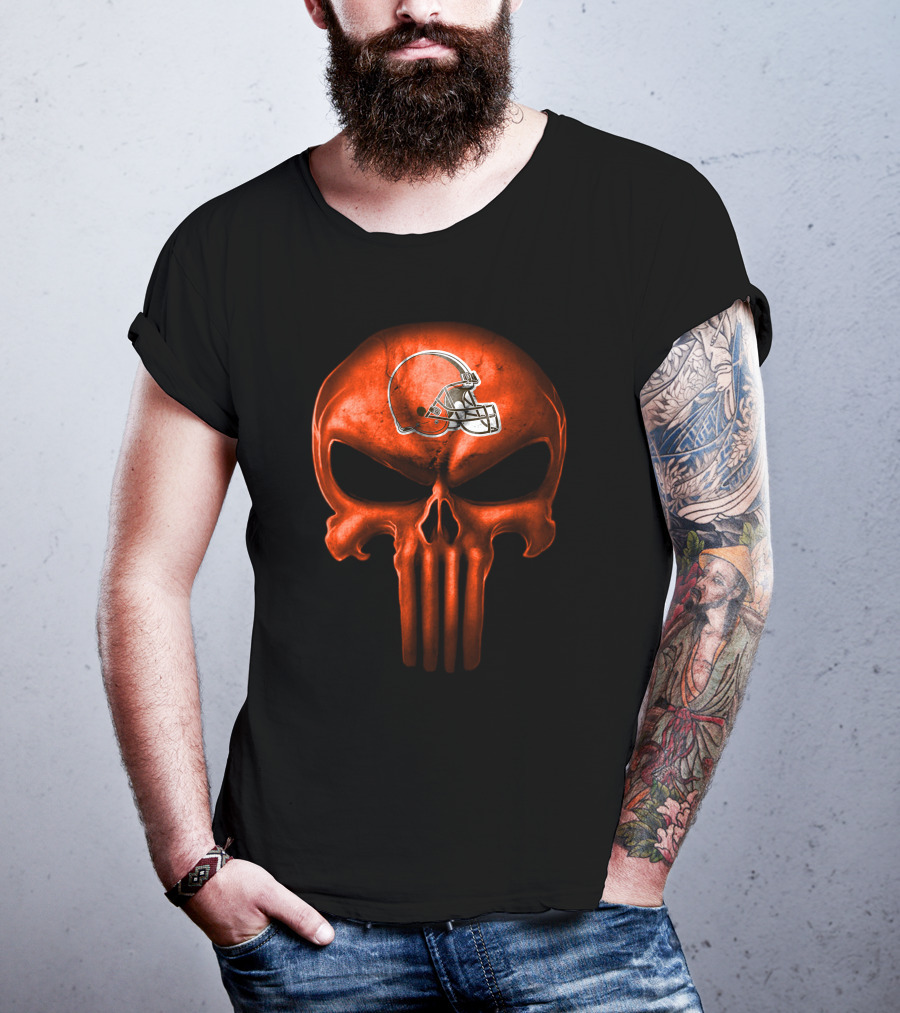 Cleveland Browns Helmet Skull T-Shirt