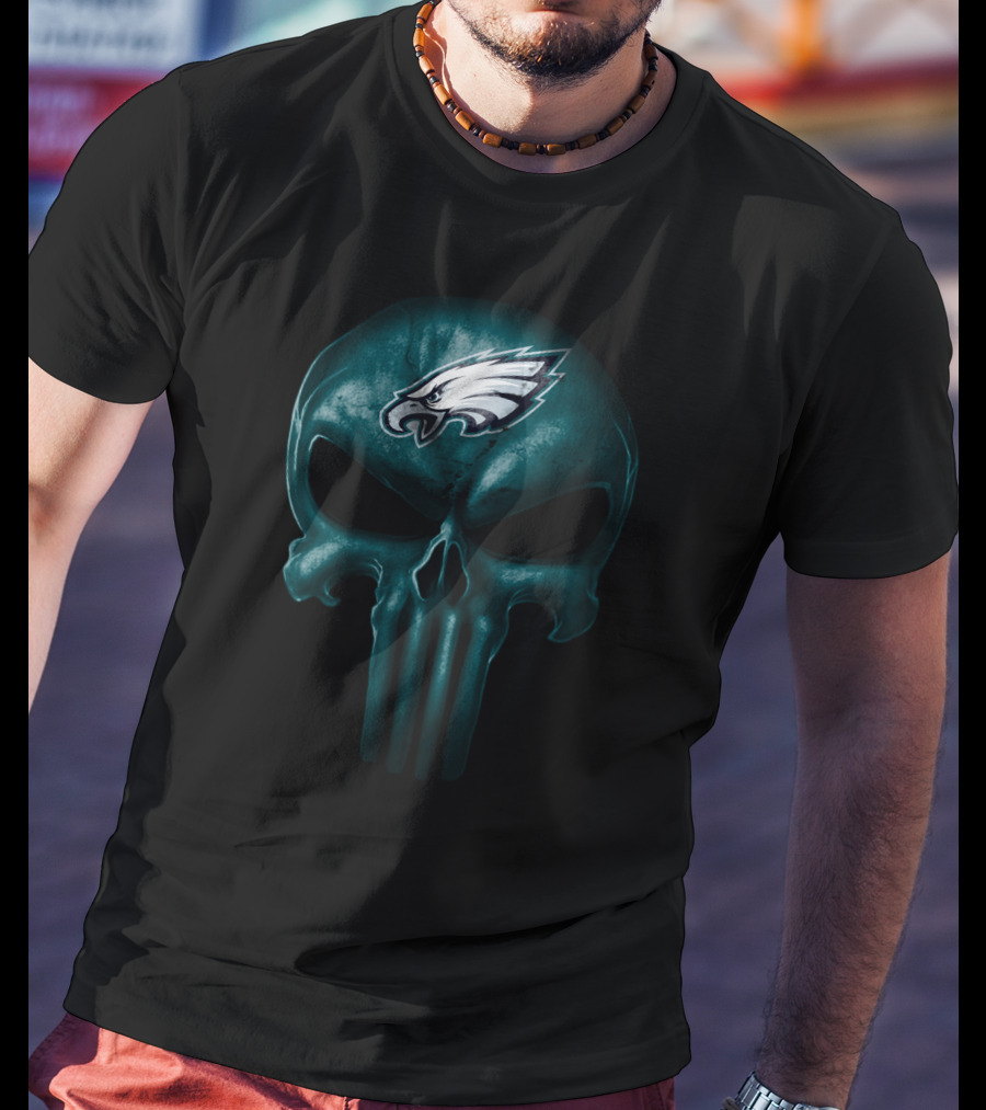 Philadelphia Eagles Skull Design With Team T-Shirt