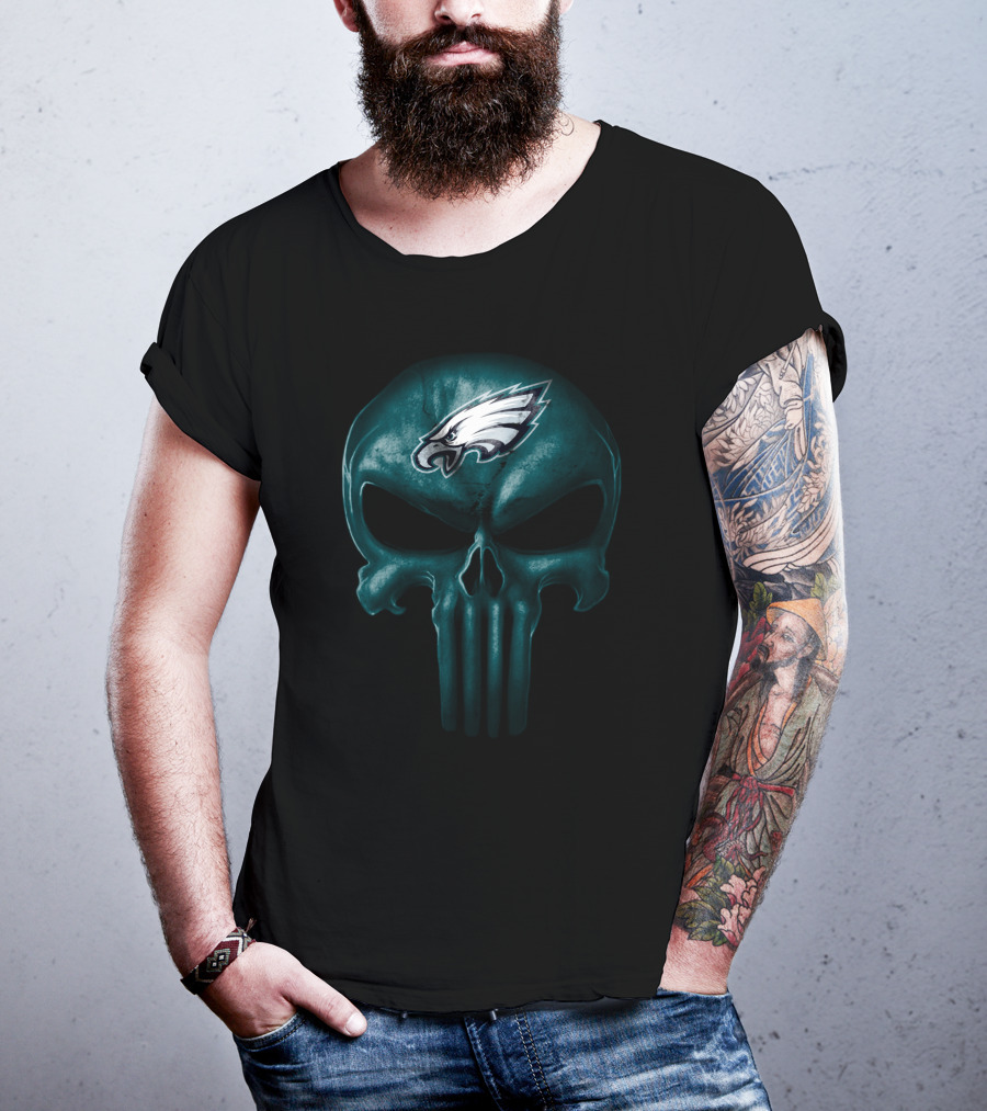 Philadelphia Eagles Skull Design With Team T-Shirt