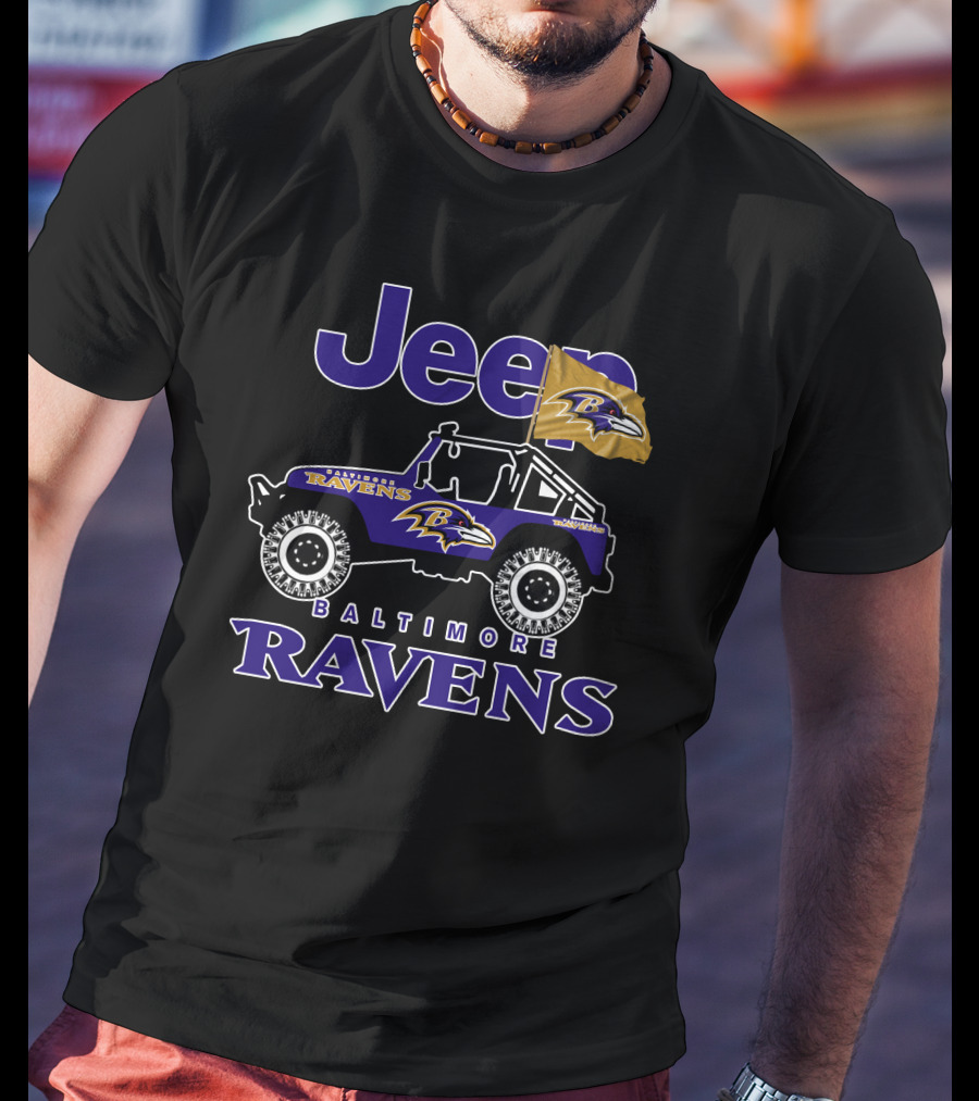 Jeep Baltimore Ravens Flag Logo Iconic Team Representation T-Shirt