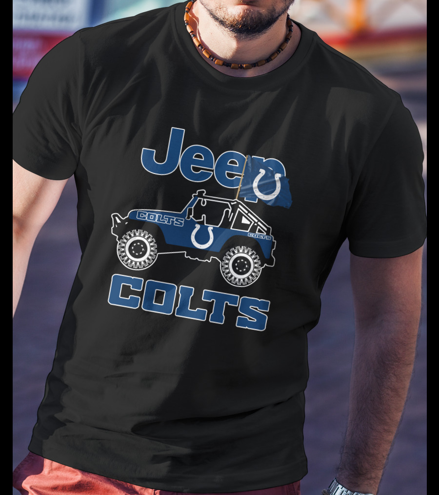 Jeep Indianapolis Colts Jeep Wrangler Logo Flag Colts Rugged Off-Road 4X4 T-Shirt