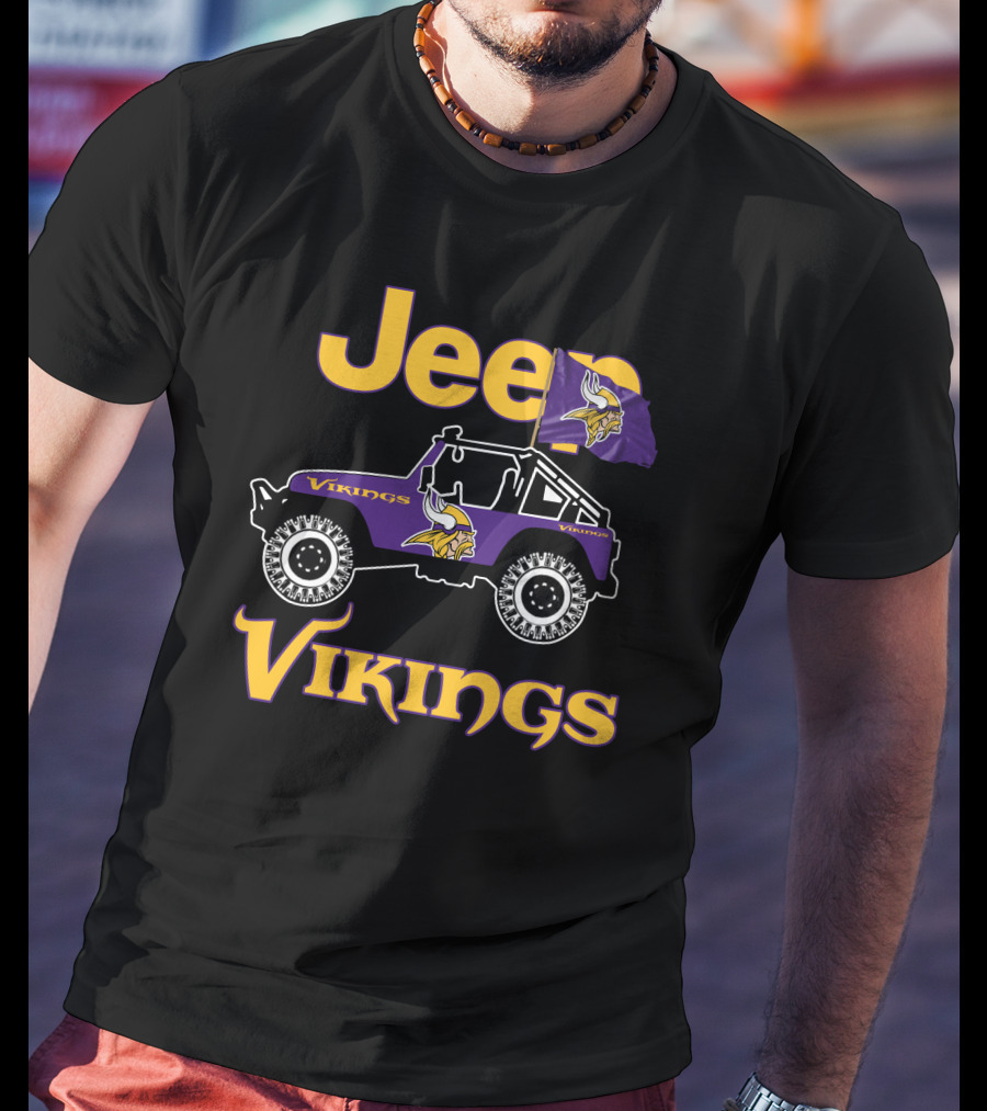 Jeep Minnesota Vikings Flag Vehicle T-Shirt