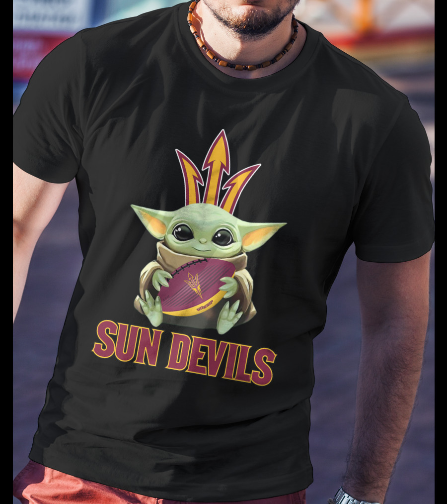 Arizona State Sun Devils Baby Yoda Football T-Shirt