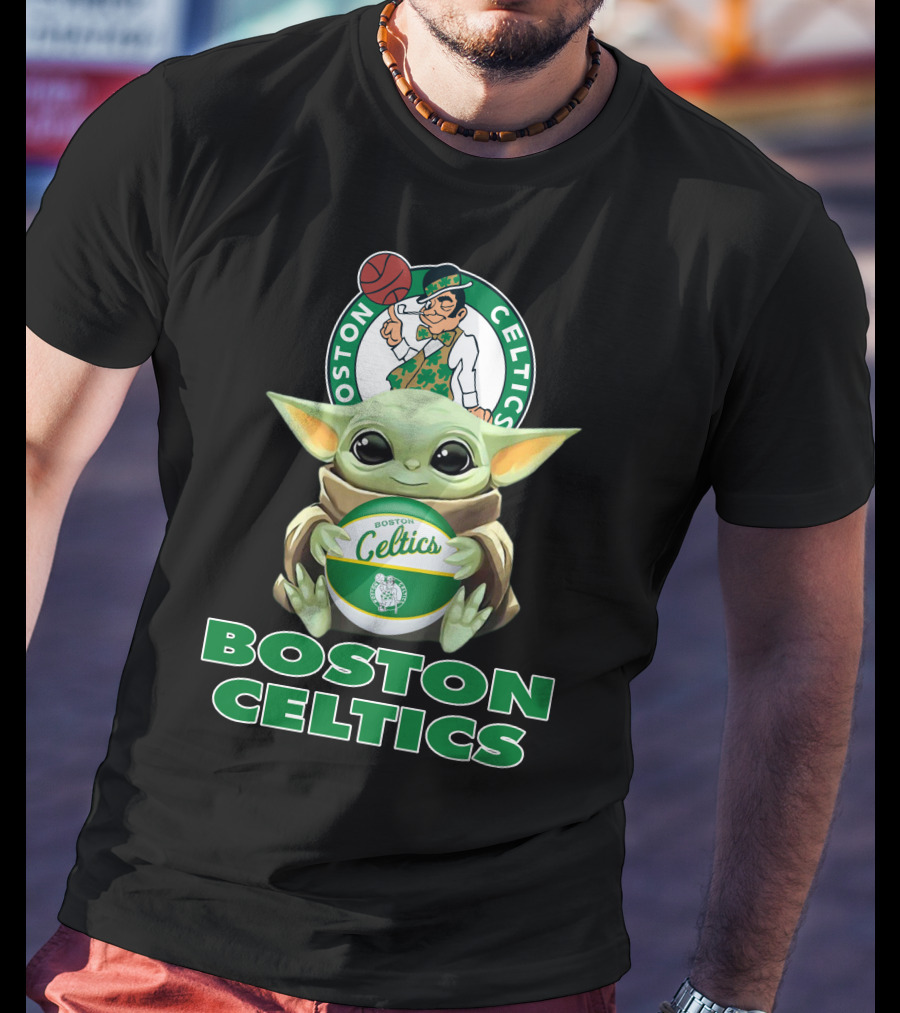 Boston Celtics Baby Yoda Holding Basketball And Team T-Shirt