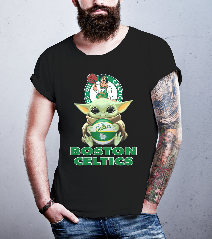 Boston Celtics Baby Yoda Holding Basketball And Team T-Shirt