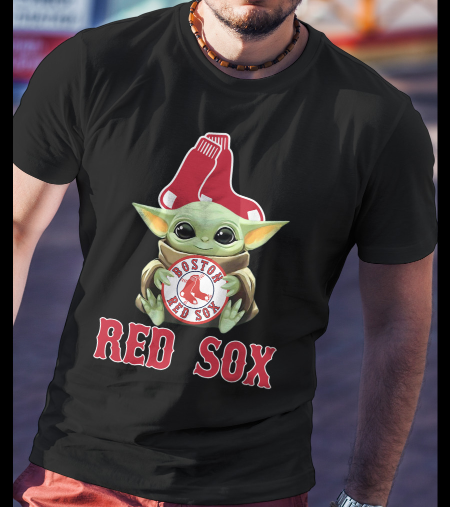 Boston Red Sox Baby Yoda With Team T-Shirt