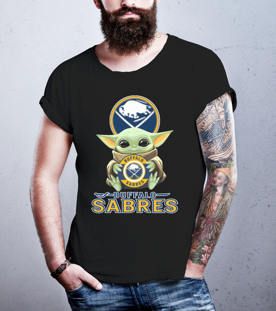 Buffalo Sabres Baby Yoda Holding Team T-Shirt