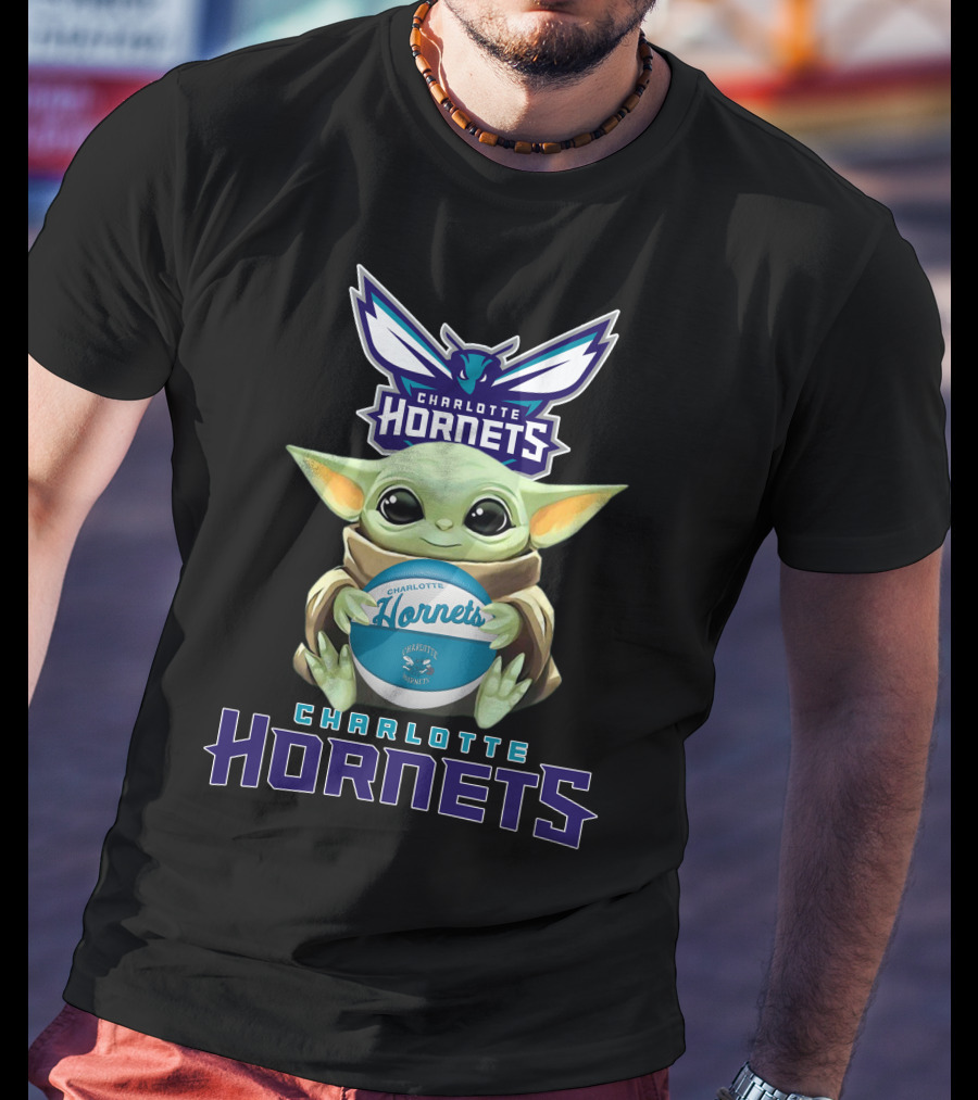 Charlotte Hornets Baby Yoda Basketball Fan Logo Star Wars T-Shirt
