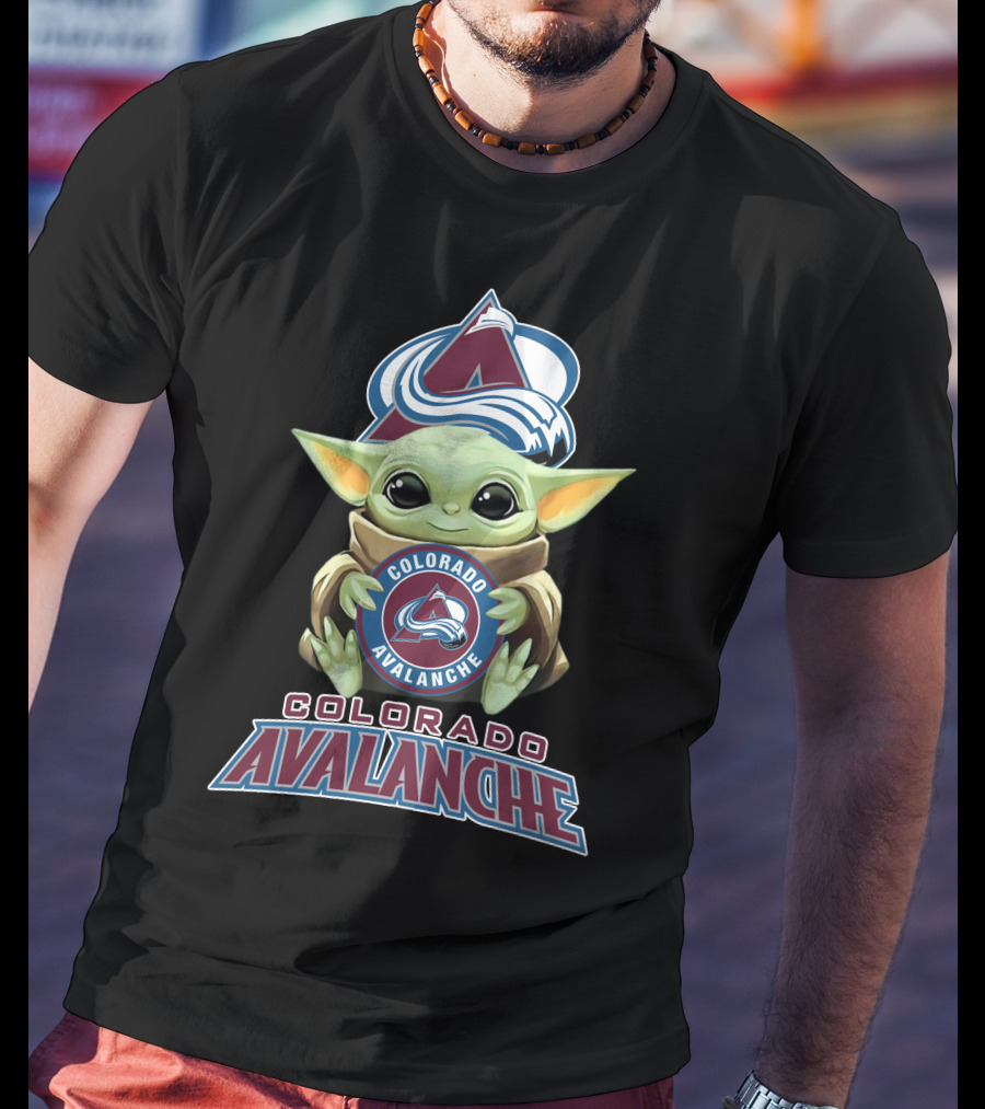 Colorado Avalanche Baby Yoda Holding T-Shirt