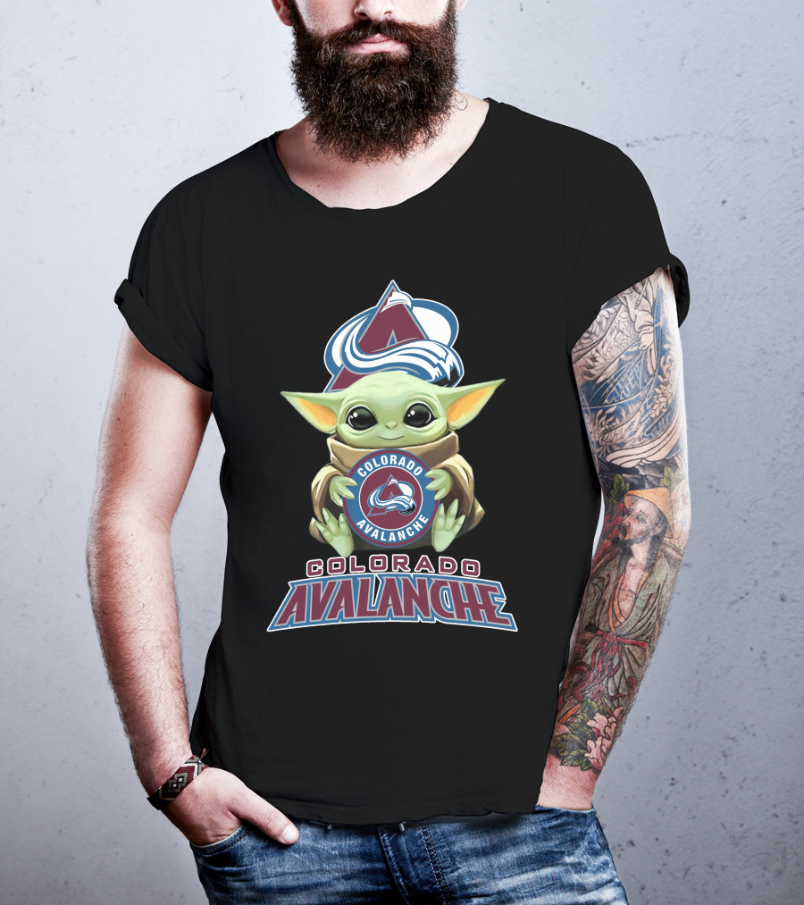 Colorado Avalanche Baby Yoda Holding T-Shirt