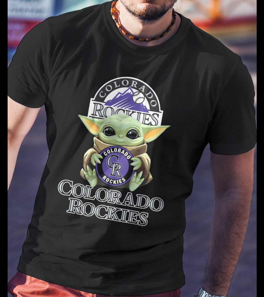 Colorado Rockies Baby Yoda Holding Cr T-Shirt