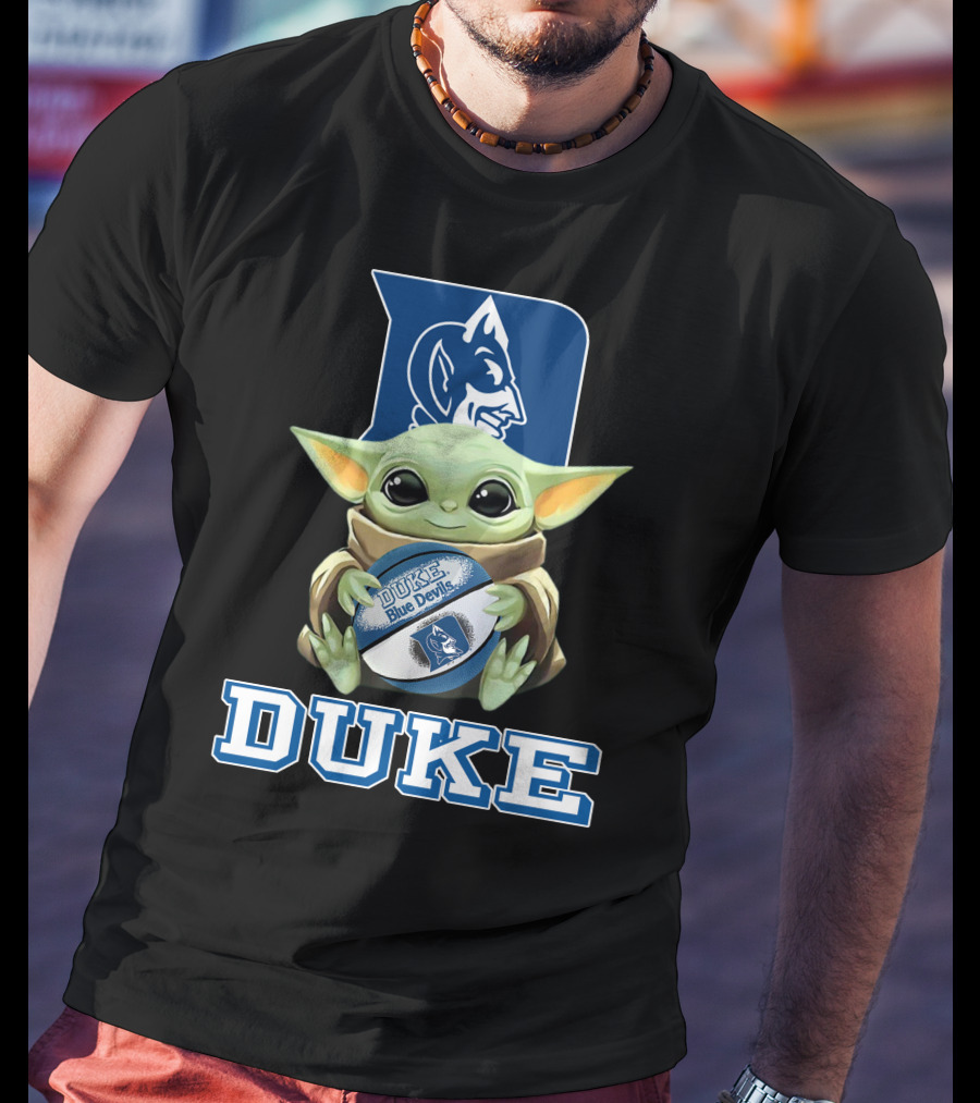 Duke Blue Devils Baby Yoda Holding Basketball T-Shirt