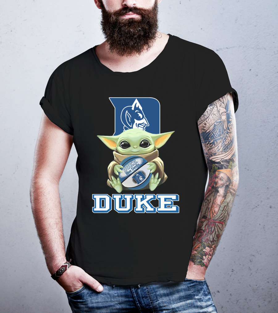 Duke Blue Devils Baby Yoda Holding Basketball T-Shirt