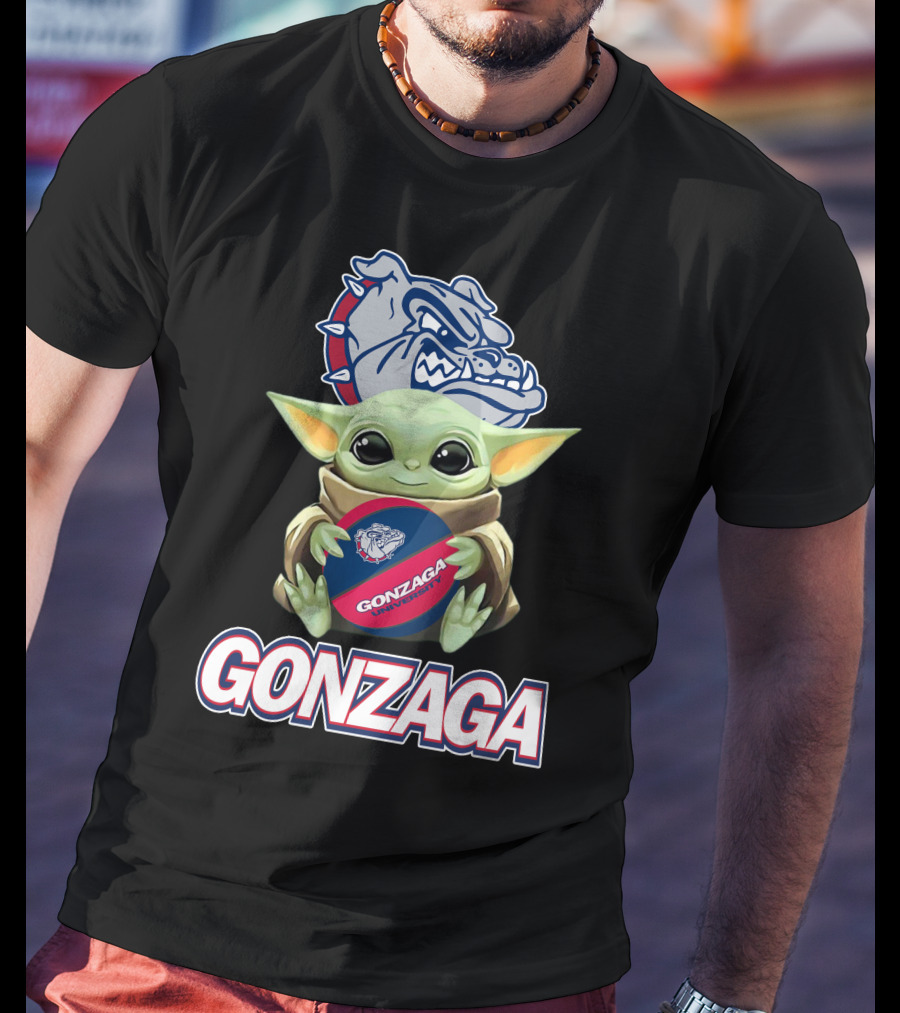 Gonzaga Bulldogs Baby Yoda Holding Basketball T-Shirt