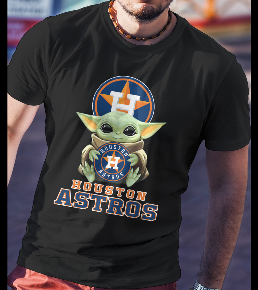 Houston Astros Baby Yoda With Team T-Shirt
