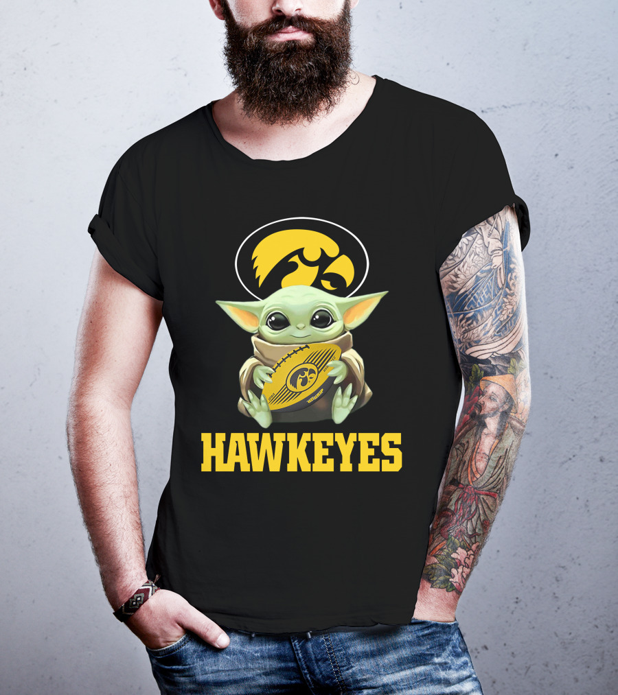 Iowa Hawkeyes Baby Yoda Football T-Shirt